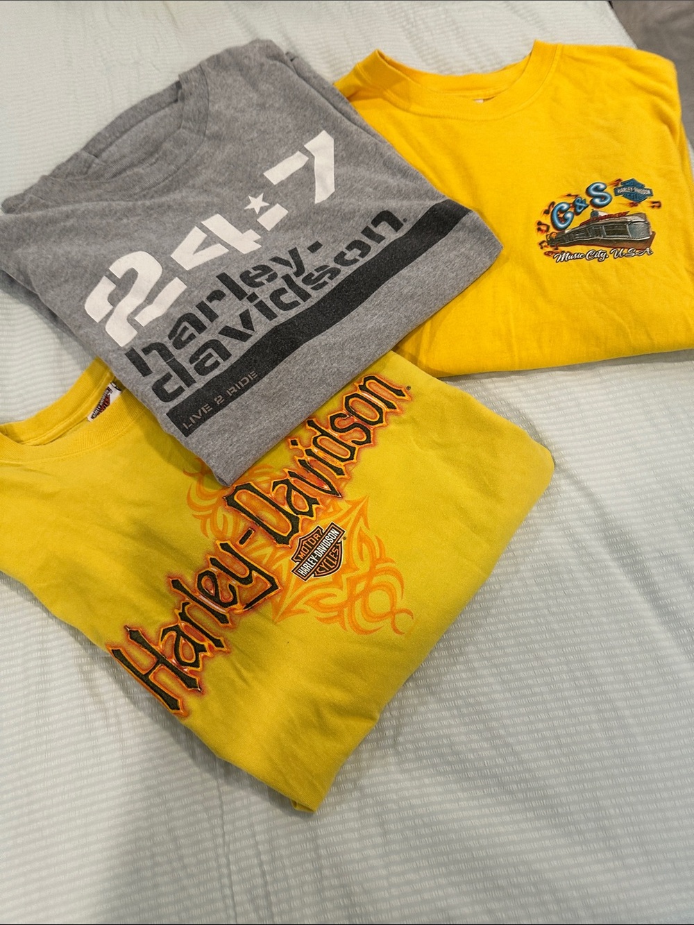 Harley-Davidson Yellow & Gray Short Sleeve Graphic Tees Set
